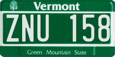 VT license plate ZNU158