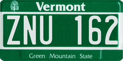 VT license plate ZNU162