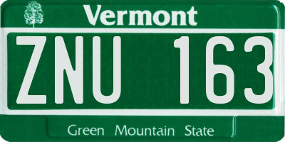VT license plate ZNU163