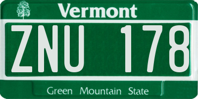 VT license plate ZNU178