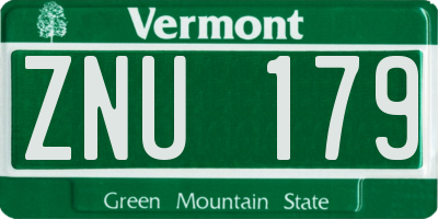 VT license plate ZNU179