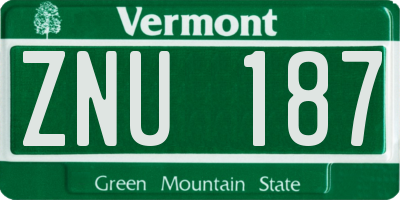 VT license plate ZNU187