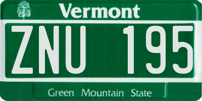 VT license plate ZNU195