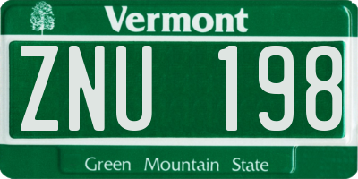 VT license plate ZNU198
