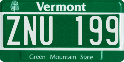 VT license plate ZNU199