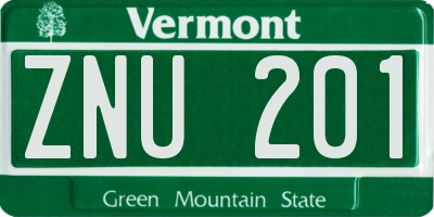 VT license plate ZNU201