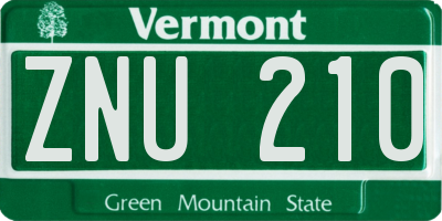 VT license plate ZNU210