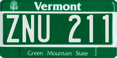 VT license plate ZNU211