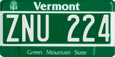 VT license plate ZNU224