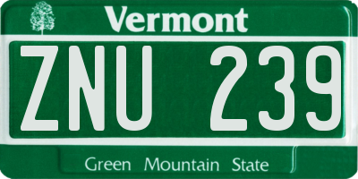 VT license plate ZNU239