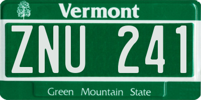 VT license plate ZNU241