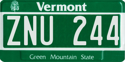 VT license plate ZNU244