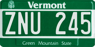 VT license plate ZNU245