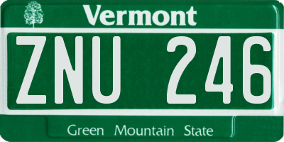 VT license plate ZNU246