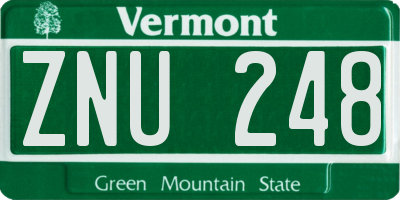 VT license plate ZNU248