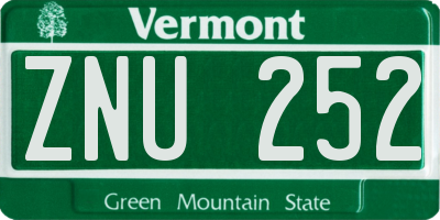 VT license plate ZNU252