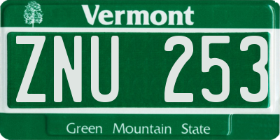 VT license plate ZNU253