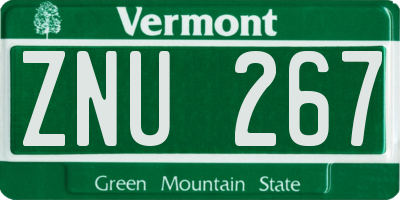 VT license plate ZNU267