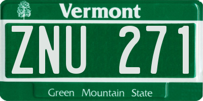 VT license plate ZNU271