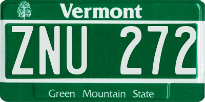 VT license plate ZNU272