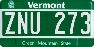 VT license plate ZNU273