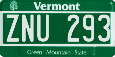VT license plate ZNU293