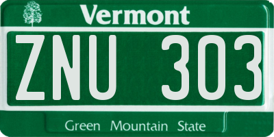 VT license plate ZNU303