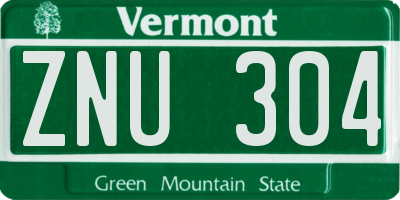 VT license plate ZNU304