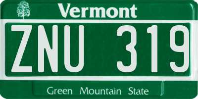 VT license plate ZNU319