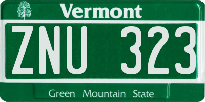 VT license plate ZNU323