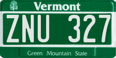 VT license plate ZNU327