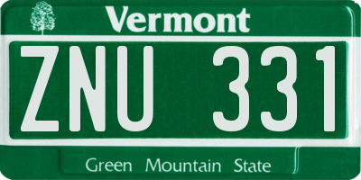 VT license plate ZNU331