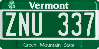 VT license plate ZNU337