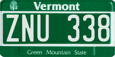 VT license plate ZNU338