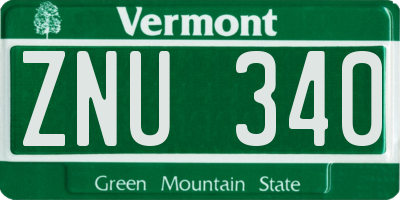 VT license plate ZNU340