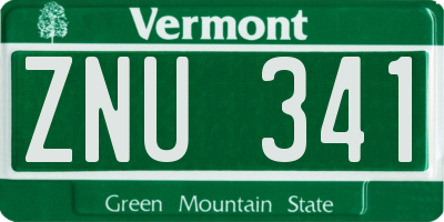 VT license plate ZNU341