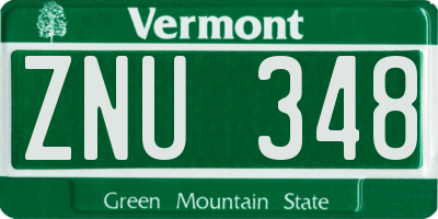 VT license plate ZNU348