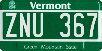 VT license plate ZNU367