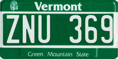 VT license plate ZNU369