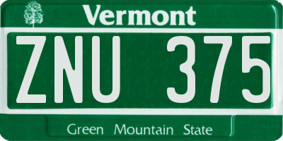 VT license plate ZNU375