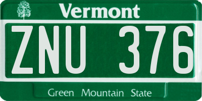 VT license plate ZNU376