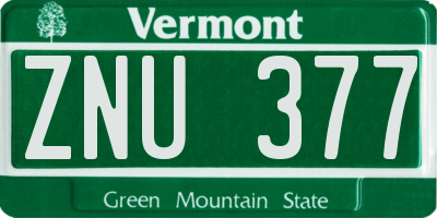 VT license plate ZNU377