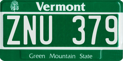 VT license plate ZNU379