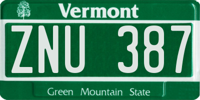 VT license plate ZNU387