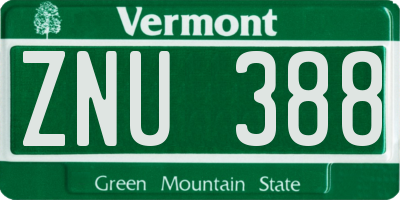 VT license plate ZNU388