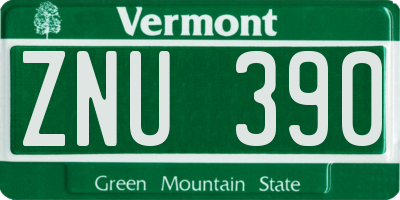 VT license plate ZNU390