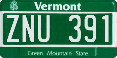 VT license plate ZNU391