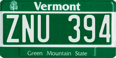 VT license plate ZNU394