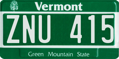 VT license plate ZNU415