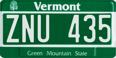 VT license plate ZNU435